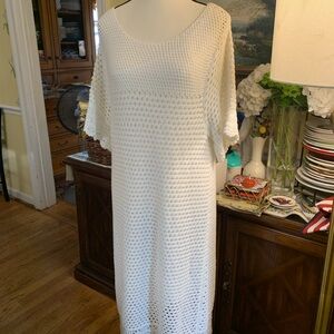 NEW J. McLaughlin White Crochet Midi Dress